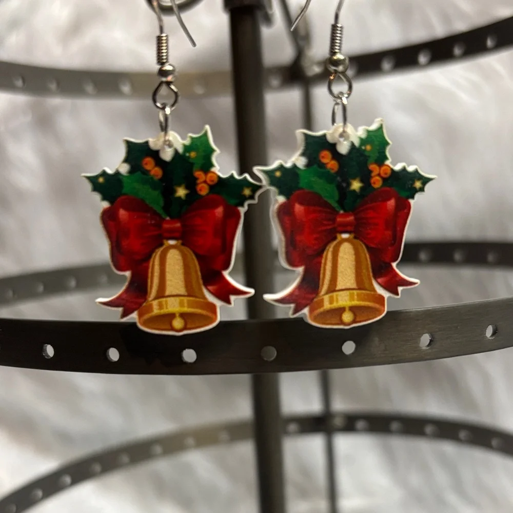 Festive Bell and Bow Earrings - Picture 3 of 3